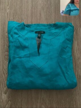 Ralph Lauren Women’s Teal Linen Blouse